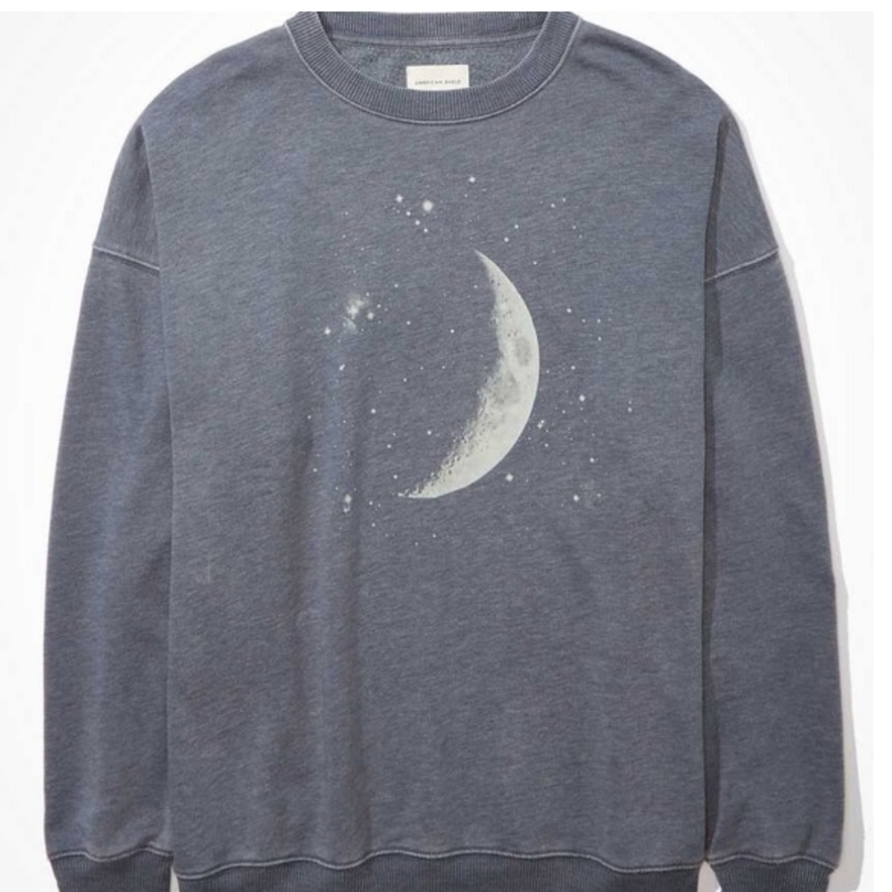 American Eagle Oversized Crew Sweatshirt, Size XS, Blue - Picture 2 of 10
